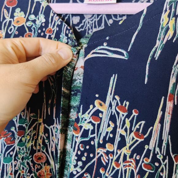 Neeru Kumar Artsy Floral Abstract Sleeveless Flowy Midi Dress Medium Boho Hippie - Picture 4 of 11